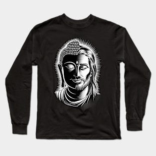 Divine Harmony: Buddha and Jesus Meditation Tee Long Sleeve T-Shirt